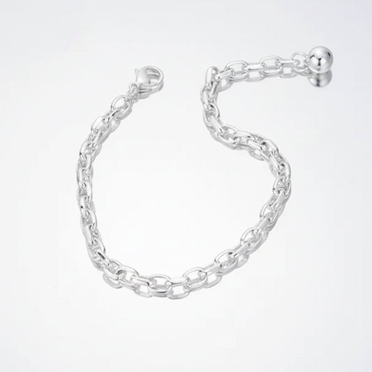 925 Sterling Silver Bracelet with medium links and round ball
