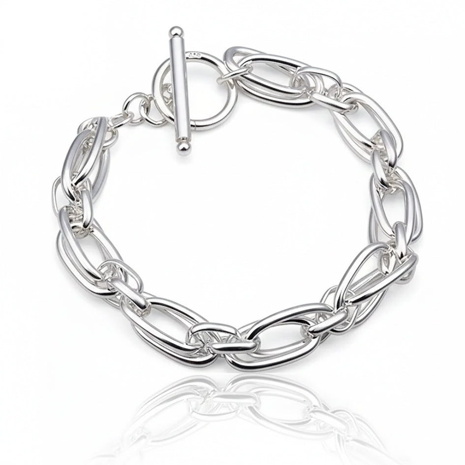 925 Sterling Silver Bracelet with O shaped clasp