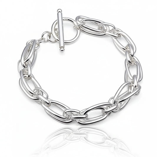 925 Sterling Silver Bracelet with O shaped clasp