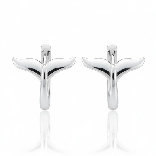 925 Sterling Silver Whale Tail Hoop Earrings