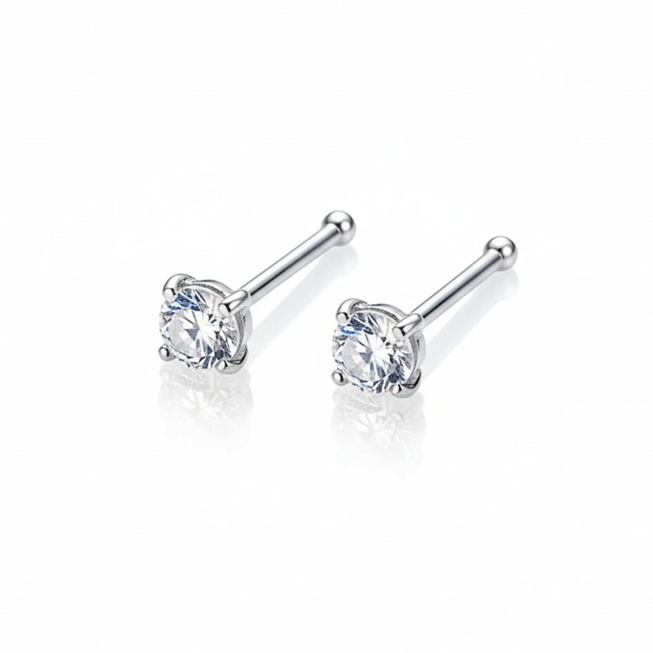 925 Sterling Silver Round Stud Earrings with Cubic Zirconia