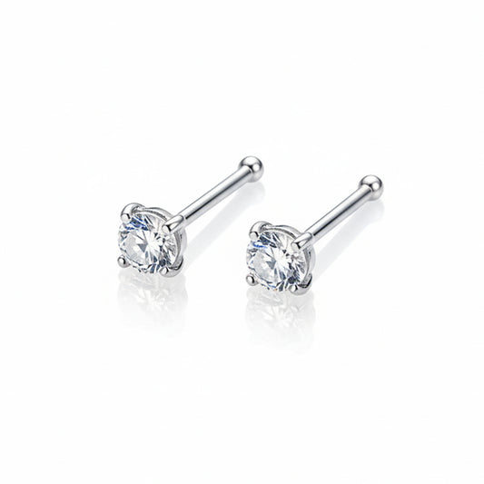 925 Sterling Silver Round Stud Earrings with Cubic Zirconia