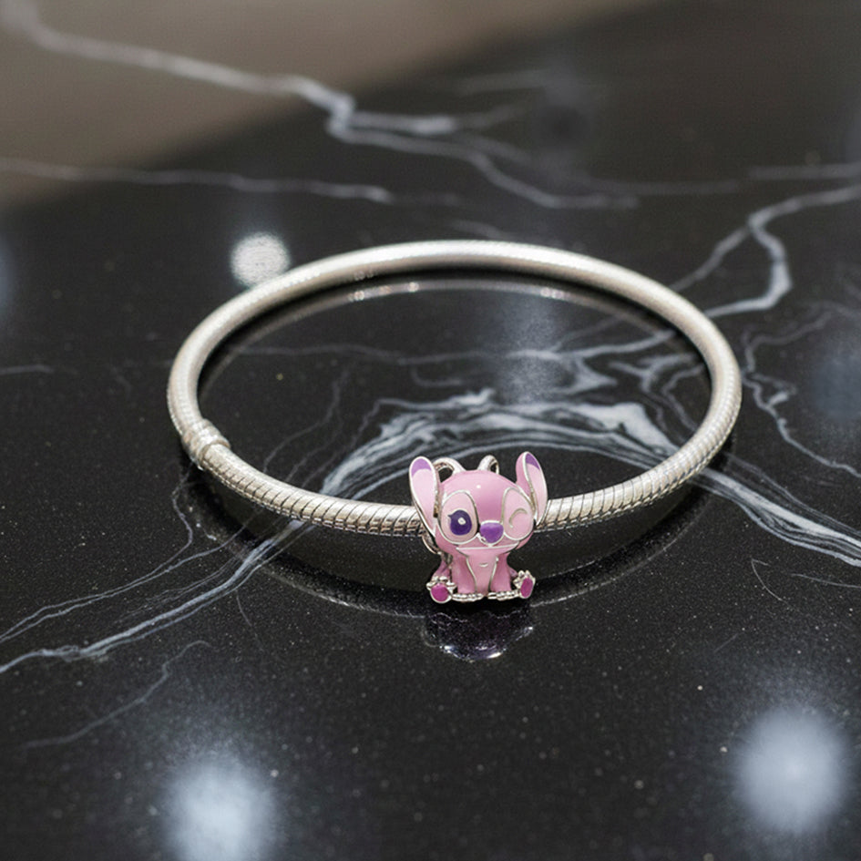 925 Sterling Silver Disney Pink Angel Charm