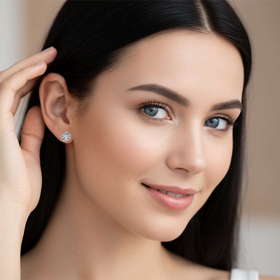 925 Sterling Silver Tree of Life Stud Earrings