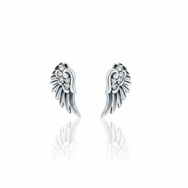 925 Sterling Silver Sparkling Angel Wings Earrings – Charming Store