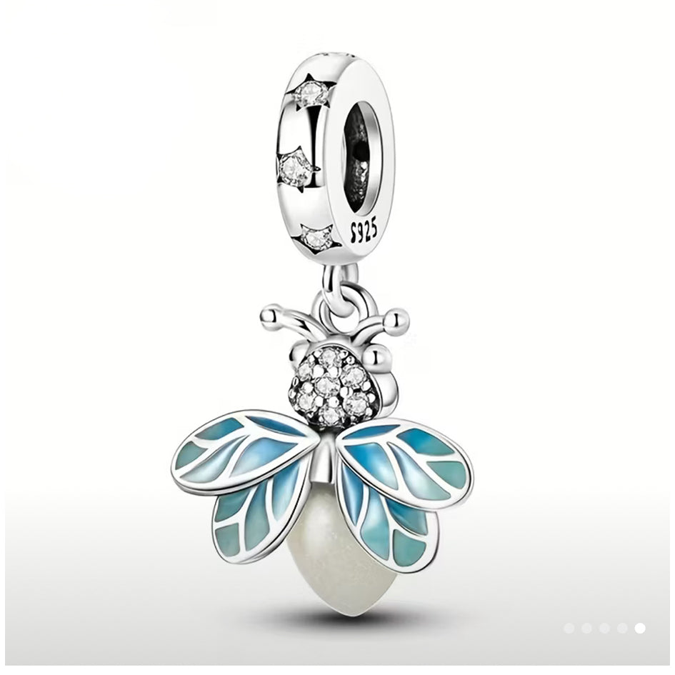 925 Sterling Silver Glow in the Dark Firefly Charm