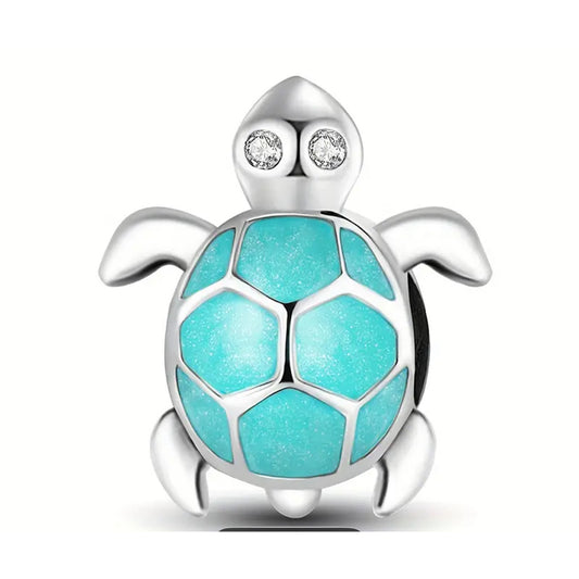 925 Sterling Silver Glow in the Dark Turtle Charm