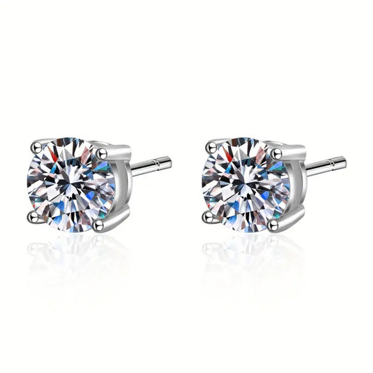 925 Sterling Silver Round Stud Earrings with Cubic Zirconia