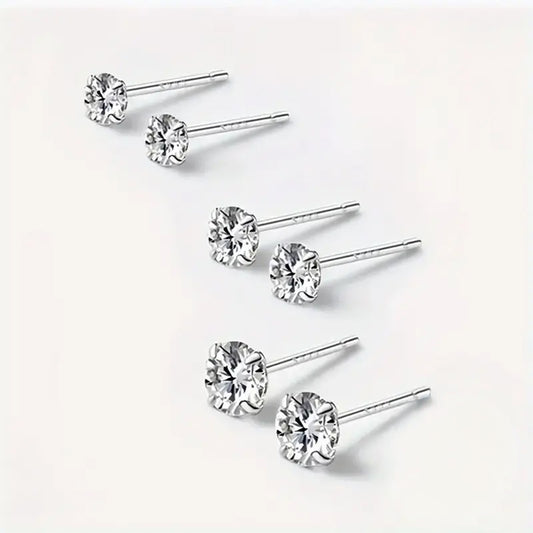 925 Sterling Silver Claw Stud Earrings with Zirconia's
