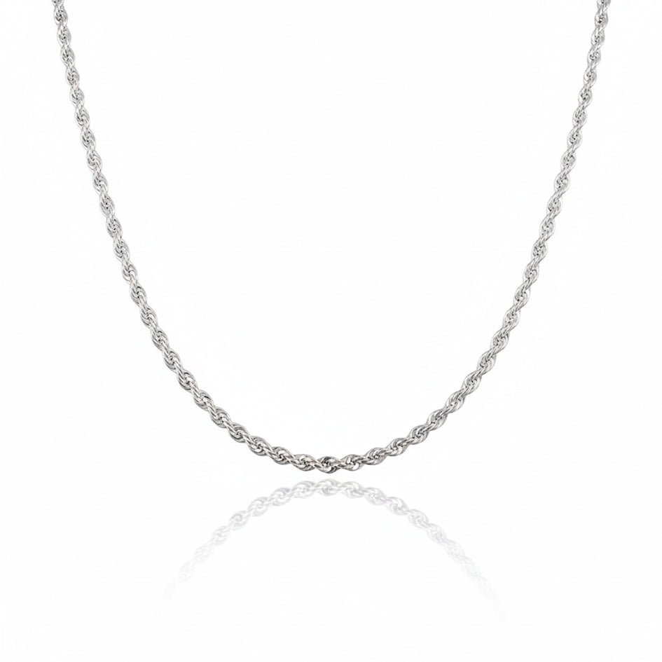925 Sterling Silver Thick Twisted Rope Chain Necklace
