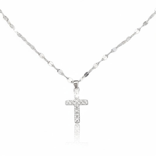 925 Sterling Silver Necklace with a Cross and Cubic Zirconia's Pendant