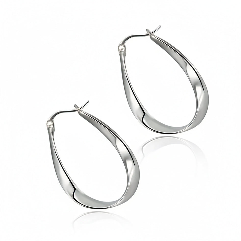 925 Sterling Silver Oval Hoop Earrings