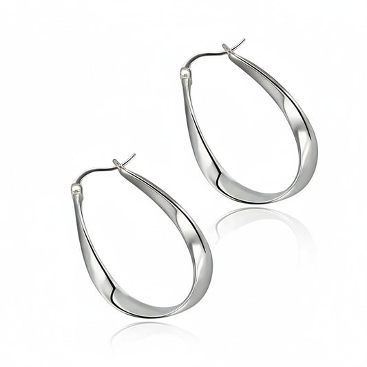 925 Sterling Silver Oval Hoop Earrings