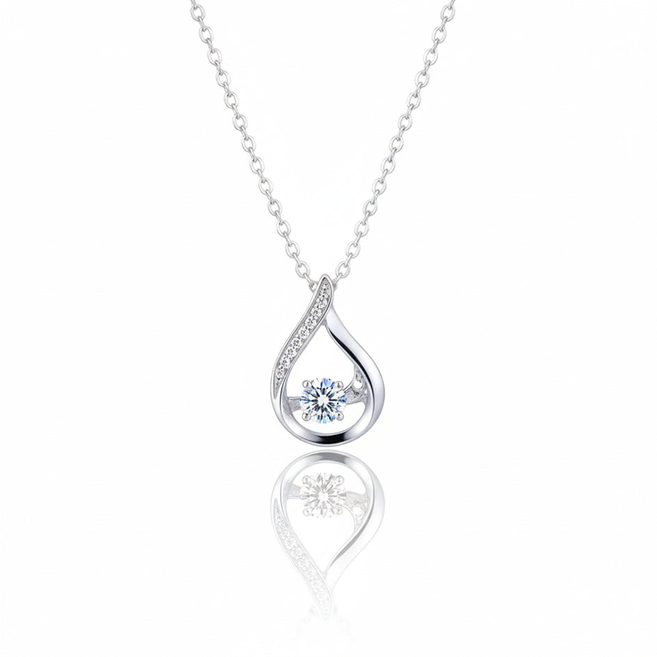 925 Sterling Silver Necklace with Teardrop and Cubic Zirconia's Necklace