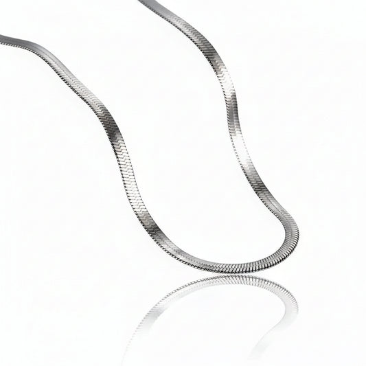 925 Sterling Silver Shiney Snake Bone Chain Necklace