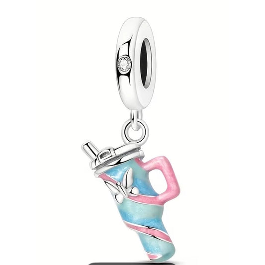 925 Sterling Silver Blue Travel Mug Charm