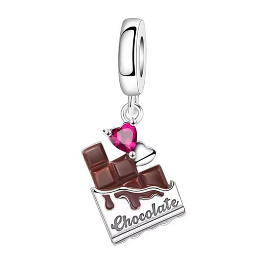 925 Sterling Silver Chocolate with Heart Charm