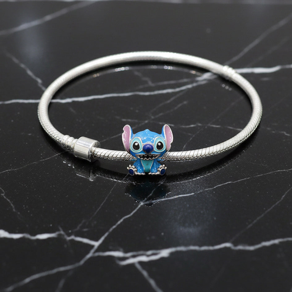 925 Sterling Silver Blue Stitch Charm