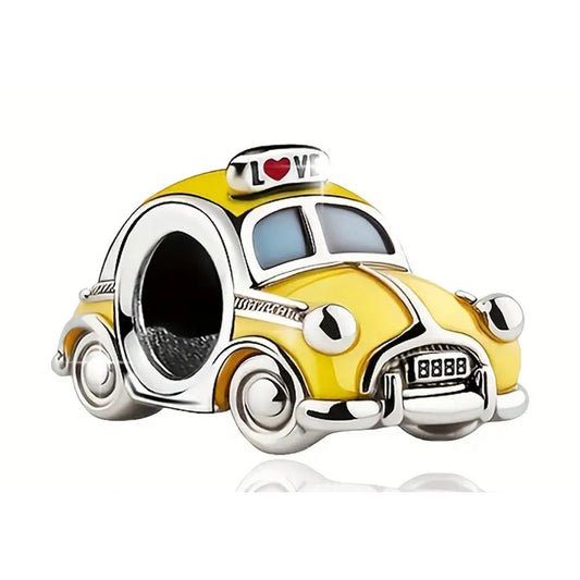 925 Sterling Silver Yellow Taxicab Car Charm